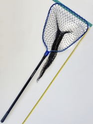 Skyvista aluminum alloy fishing landing net, 190 cm two-section telescopic handle, extra-deep thickened nylon net, suitable for freshwater and saltwater fishing.