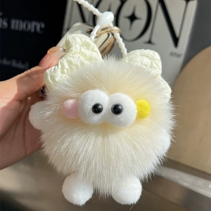 Skyvista Real Fox Fur Bowknot Pom-Pom Keychain – Bag Charm & Car Accessory