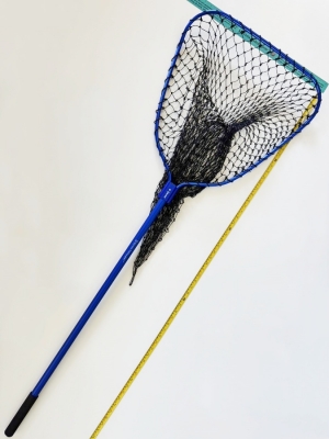 Blue Skyvista Aluminum Alloy Fishing Landing Net, 100cm Single-Section Pole, Extra Deep & Thick Nylon Net for Freshwater and Saltwater Fishing